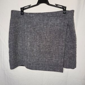 Theory Womens 10 Wool Linen Stilla Brookview Mini Skirt Black White